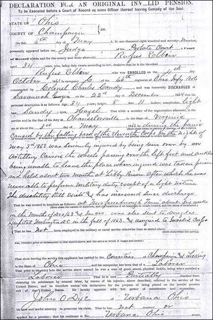 Description: Rufus Elben Pension Application